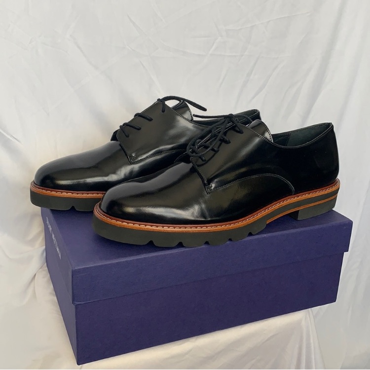 New Stuart Weitzman Black Patent Leather Oxfords Loafers Flats Sneakers Shoes